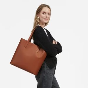 Everlane The Day Square Tote, Leather, Made in Italy, Cognac Brown
